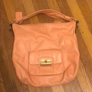 Peach Coach Leather Tote with Strap